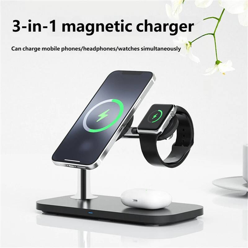 3-in-1 magnetic charger  
Can charge mobile phones/headphones/watches simultaneously
