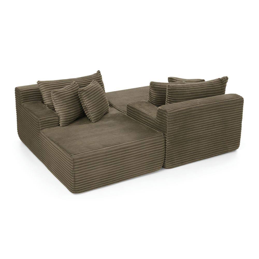 Alt View 4. Kadyn - Two-Seater Compressed Lounge Chair, Velvet Upholstery with Fluffy Cushioning, Ready to Use Design, Brown - Brown.