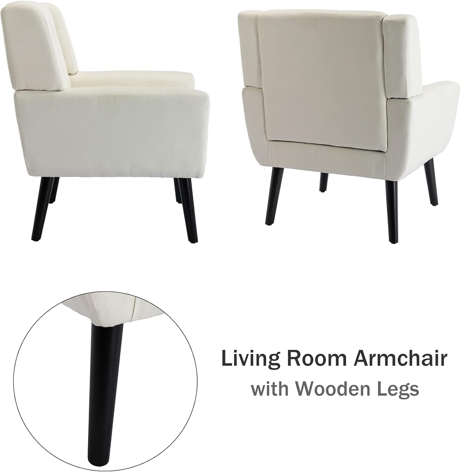 Living Room Armchair with Wooden Legs