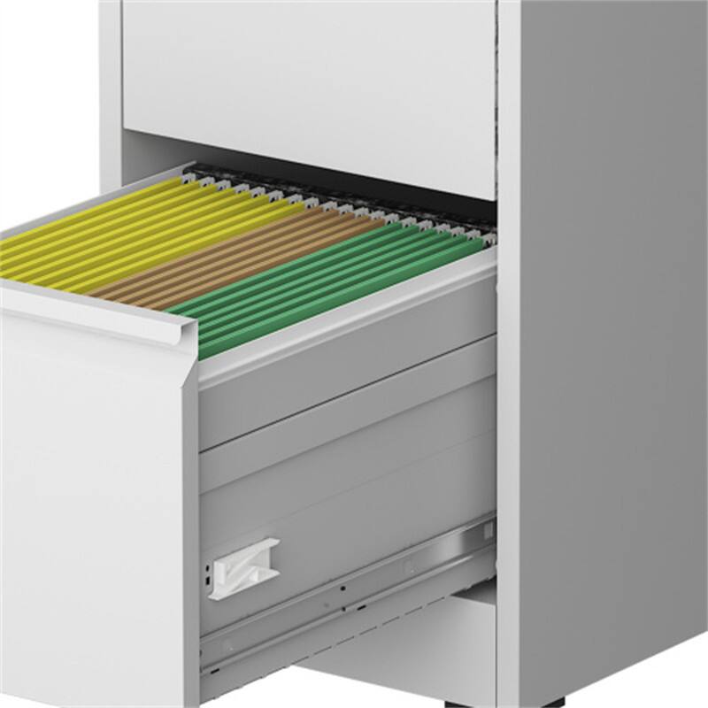 Alt View 6. HTUTWOO - Metal Vertical File Cabinet with Lock - 5 Drawer Heavy Duty Storage Cabinet on Wheels, A4 Size, 17.71"D 15.16"W 64.17"H - White.