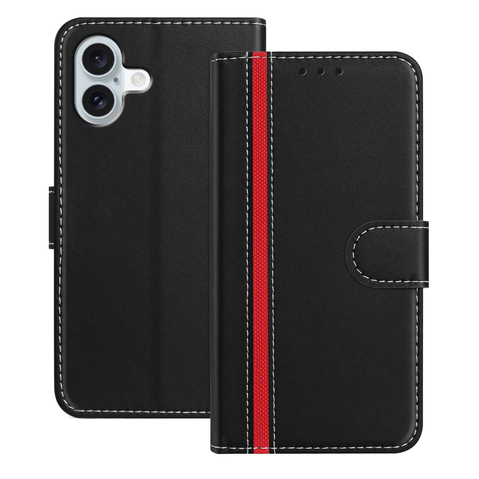 Dteck - Slim Card Holder Case for Apple iPhone 16 Plus,PU Leather Magnetic Closure Shockproof TPU Inner Flip Wallet Cover - Black price history on PriceWatchPro