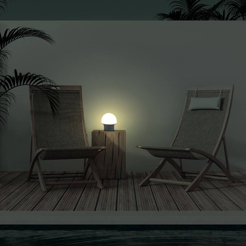 Alt View 7. Brightech - Portobello LED Modern Industrial Round Dome Dimmable Cordless Portable Indoor Outdoor Rechargeable Camping Desk Lamp - Matte Blue.