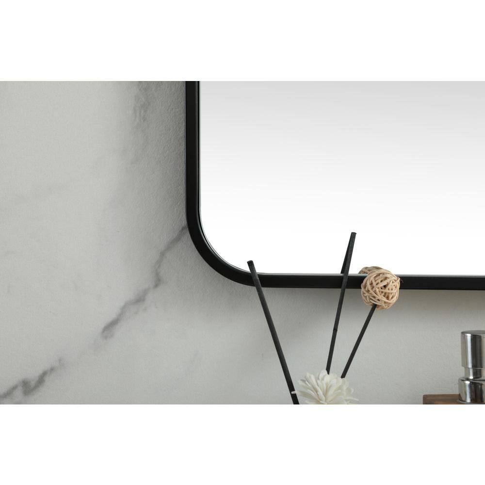 Alt View 1. Elegant Decor - Soft corner metal square mirror 48x48 inch in Black - Black.