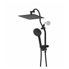 Dazzed Corner - 10" All Metal Rainfall Showerhead Combo, 10-Spray Handheld, 4-Way Diverter - Black