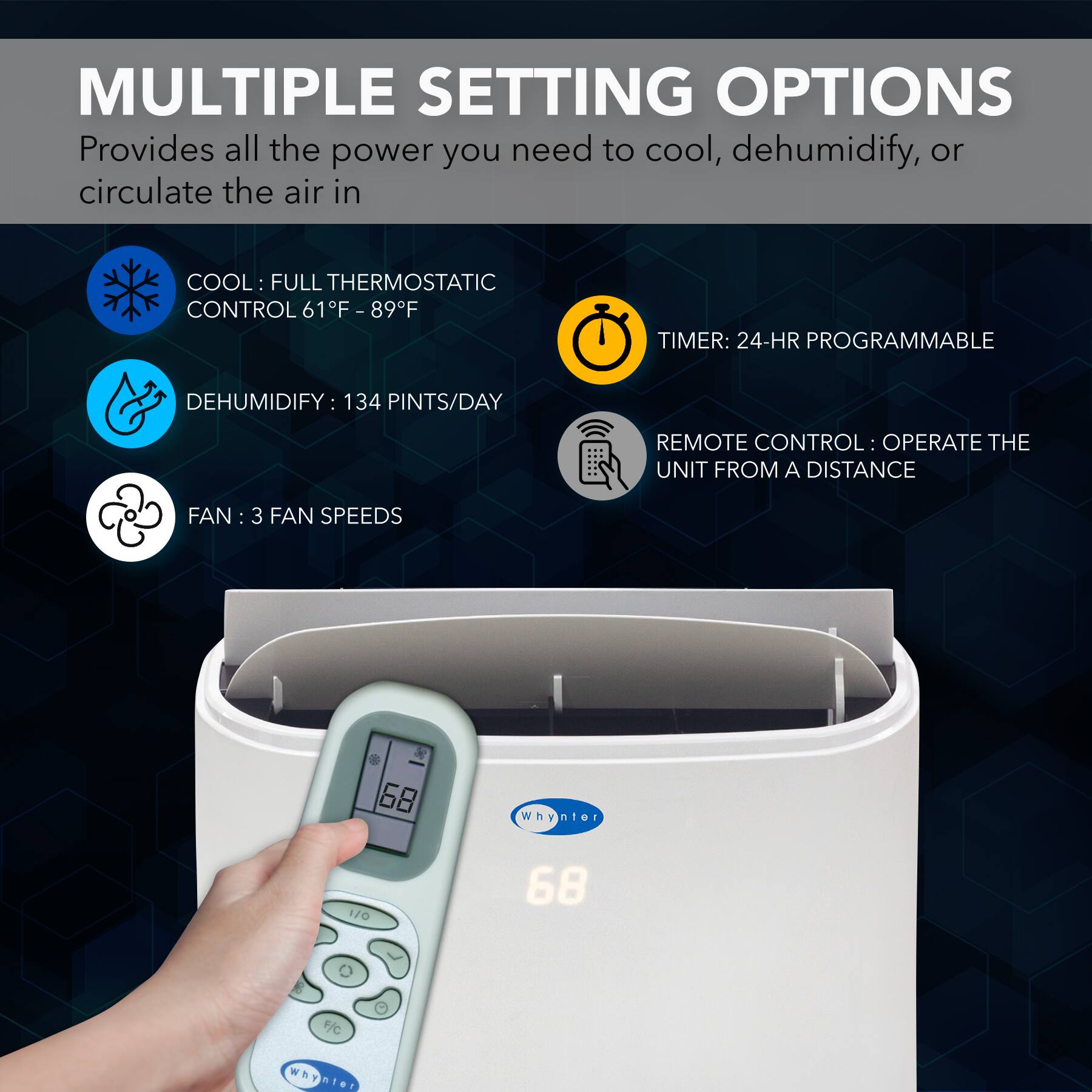 Alt View 16. Whynter - ARC-147WF 500 Sq.Ft  Dual Hose Portable Air Conditioner with HEPA Filter - White.