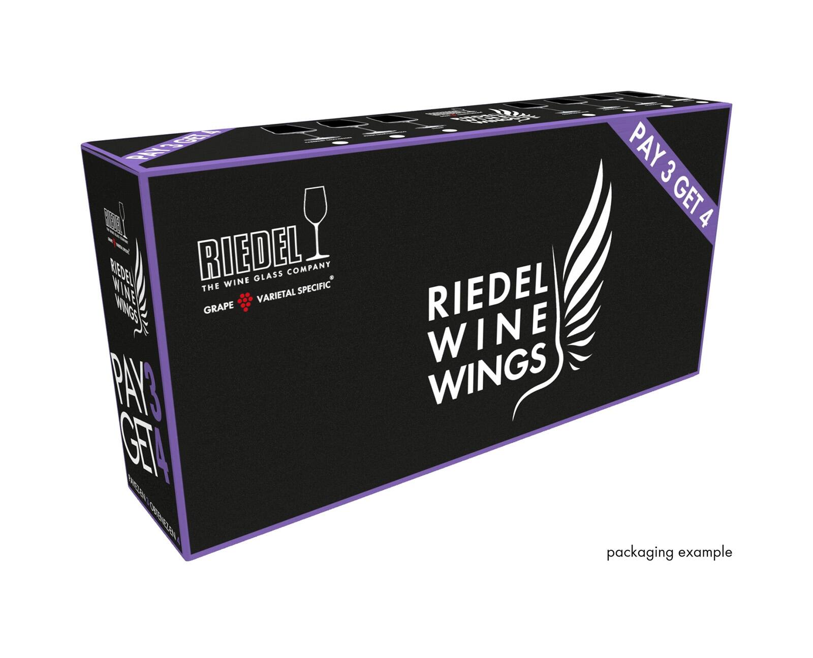 RIEDEL - RIEDEL COMPANY WINE GLASS THE SPECIFIC VARIETAL WINGS GRAPE PAIR GEI ROA BNA Fp PAY 3 GET 4 RIEDEL WINE WINGS packaging example