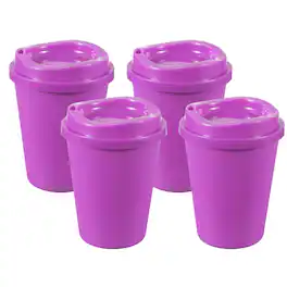 Unique Bargains - 4pcs Reusable Coffee Cups with Lids, 12oz Travel Mugs Spill Proof for Hot and Cold Drinks Juice Tea - Purple