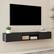 Back. Kadyn - Wall-Mounted Floating TV Stand with LED Lighting and Textured Wave Design - Black.