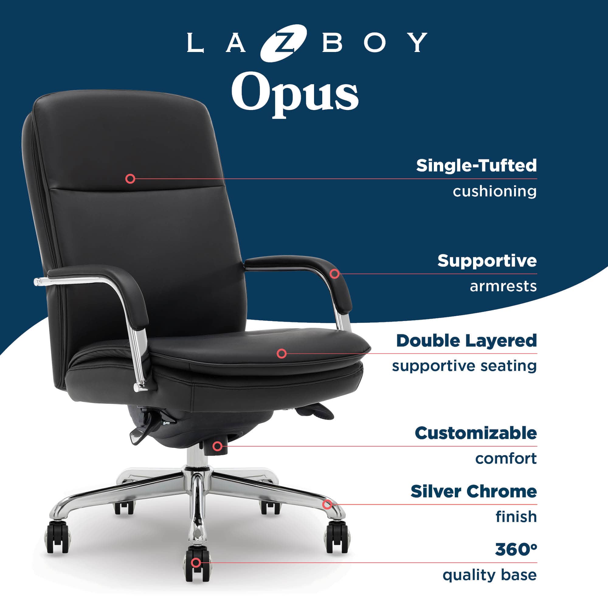 La-Z-Boy Opus Executive Mid-Back Bonded Leather Office Chair