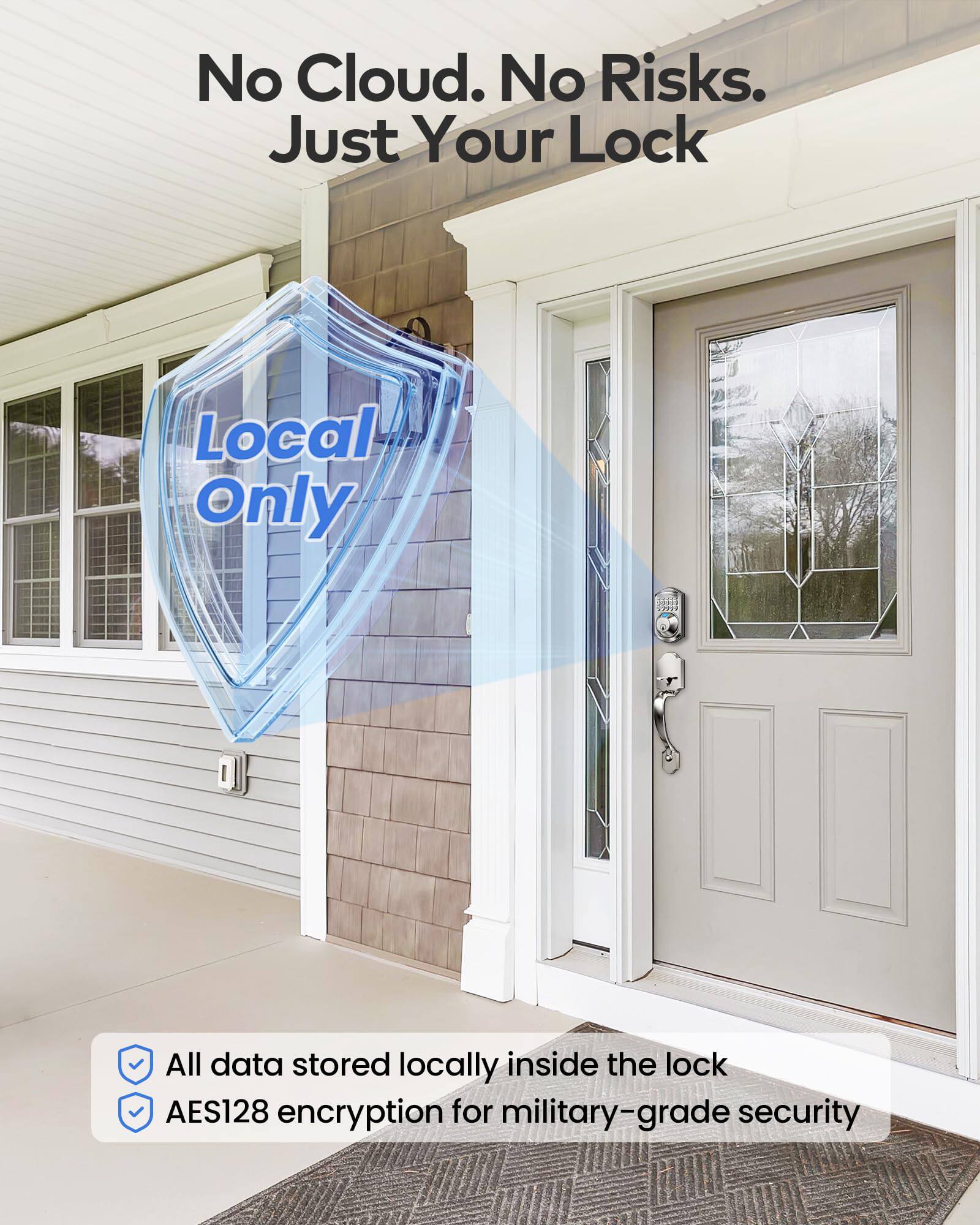No Cloud. No Risks. Just Your Lock

Local Only

- All data stored locally inside the lock
- AES128 encryption for military-grade security