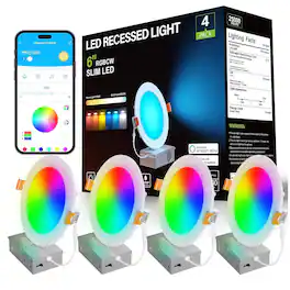 DAYBETTER - 6 in Smart LED Recessed Lighting,Ultra-Thin WiFi Canless Downlight, With Alexa Google Assistant Compatible, ETL