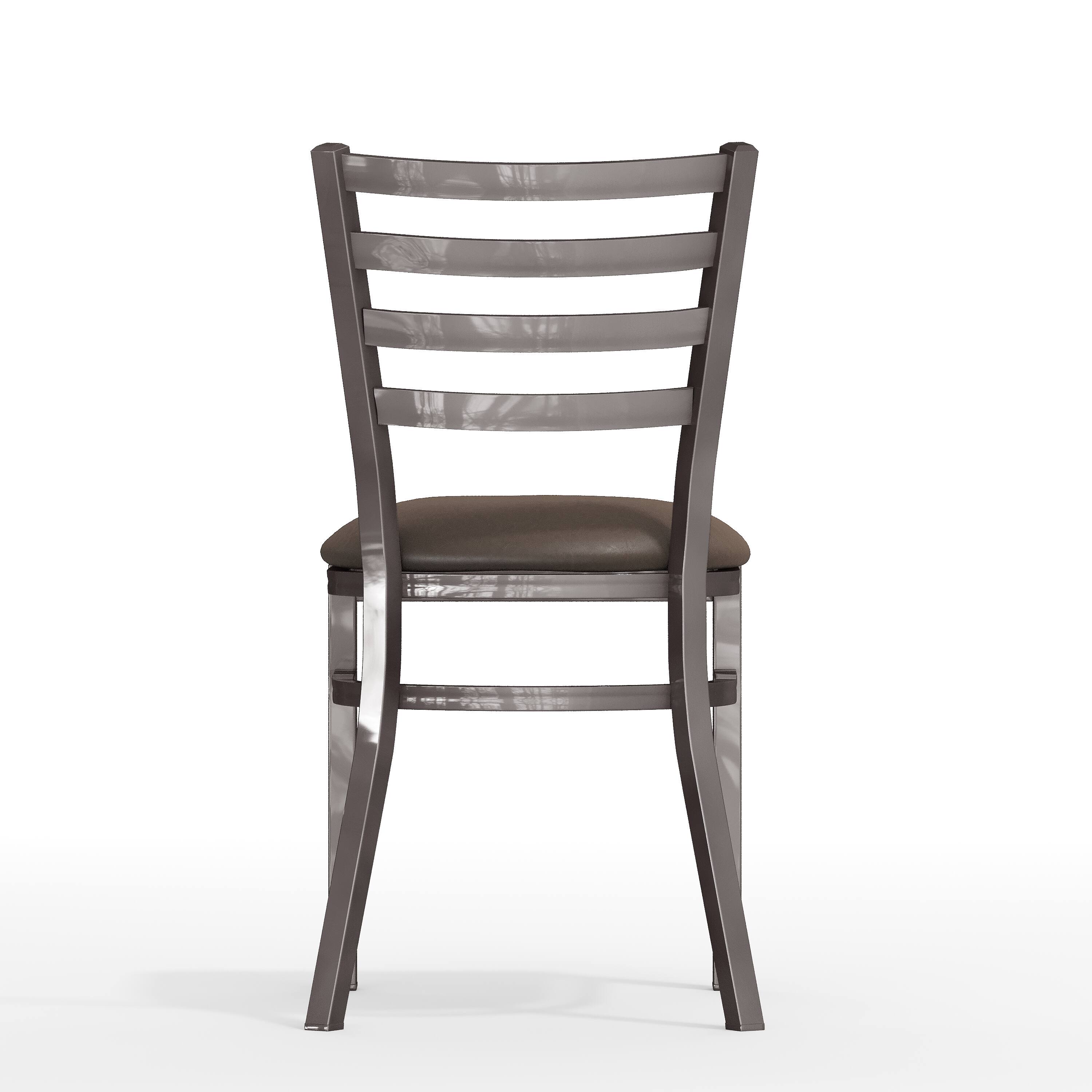 Alt View 7. Emma + Oliver - Clear Coated Ladder Back Metal Restaurant Dining Chair - Mocha Vinyl Seat/Silver Antique Metal Frame.