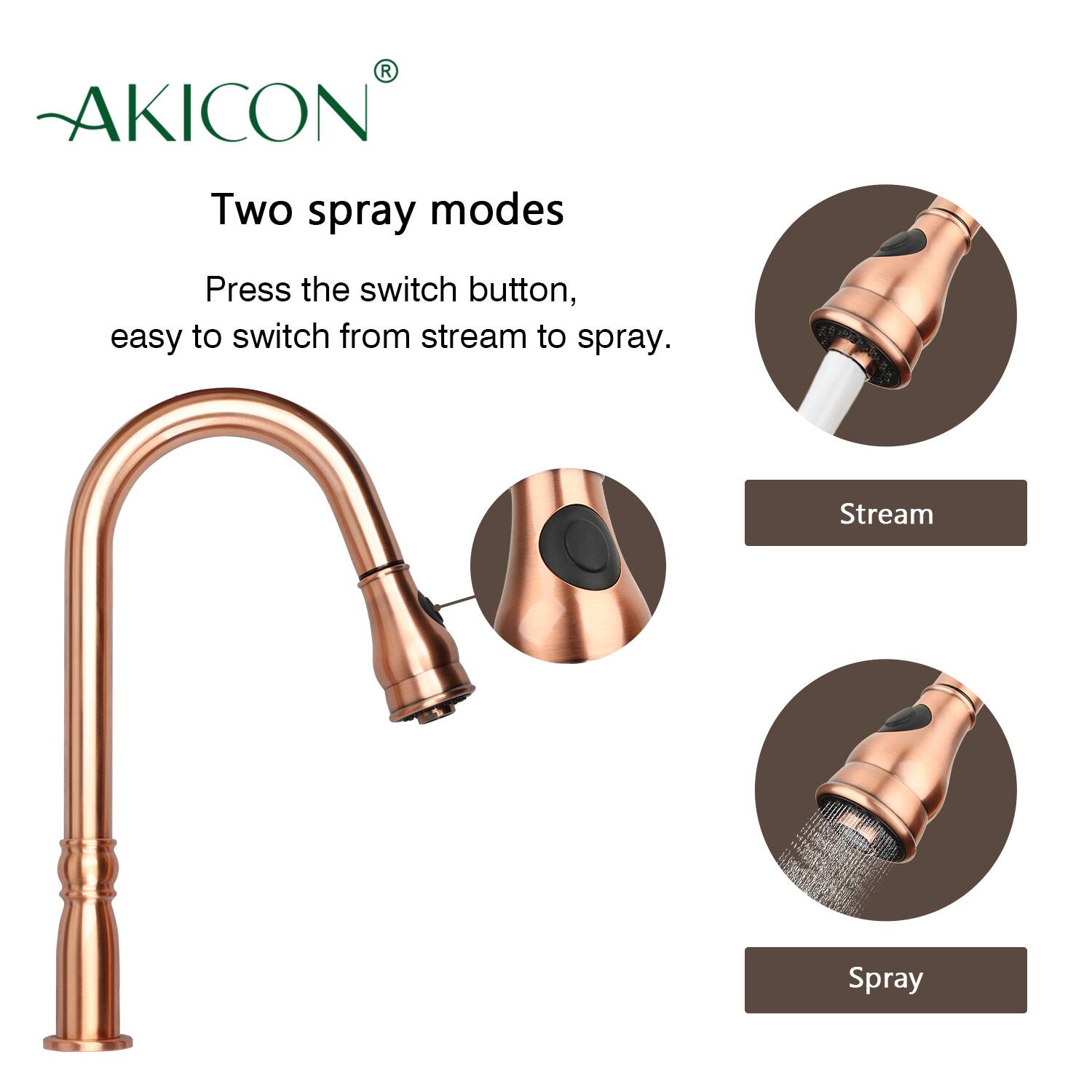 AKICON®

Two spray modes

Press the switch button, easy to switch from stream to spray.

Stream

Spray