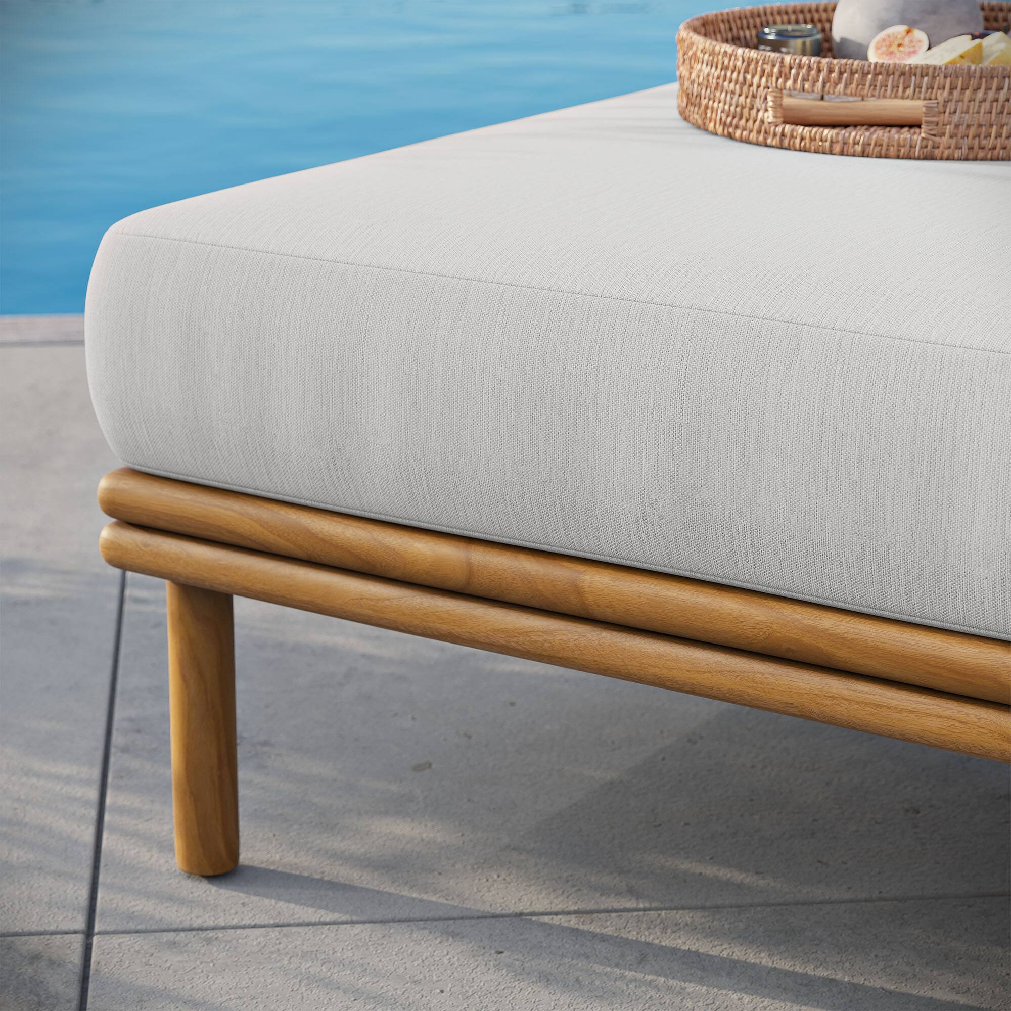 Alt View 1. Modway - Wren Outdoor Patio Teak Wood Ottoman by Modway - Natural Sail.