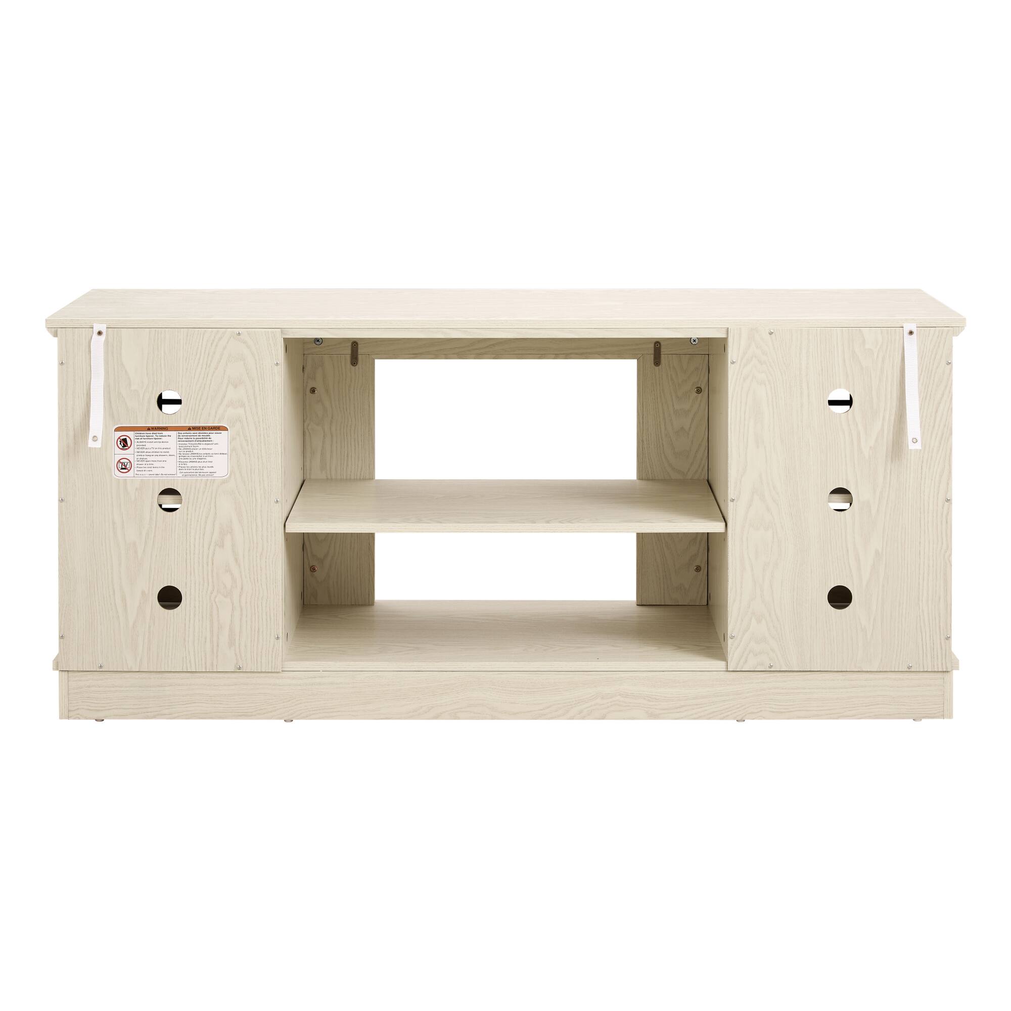 Alt View 9. GOODSILO - Modern Grey Entertainment TV Stand Console with Faux Stone Front and Adjustable Shelves Storage Cabinet - White.
