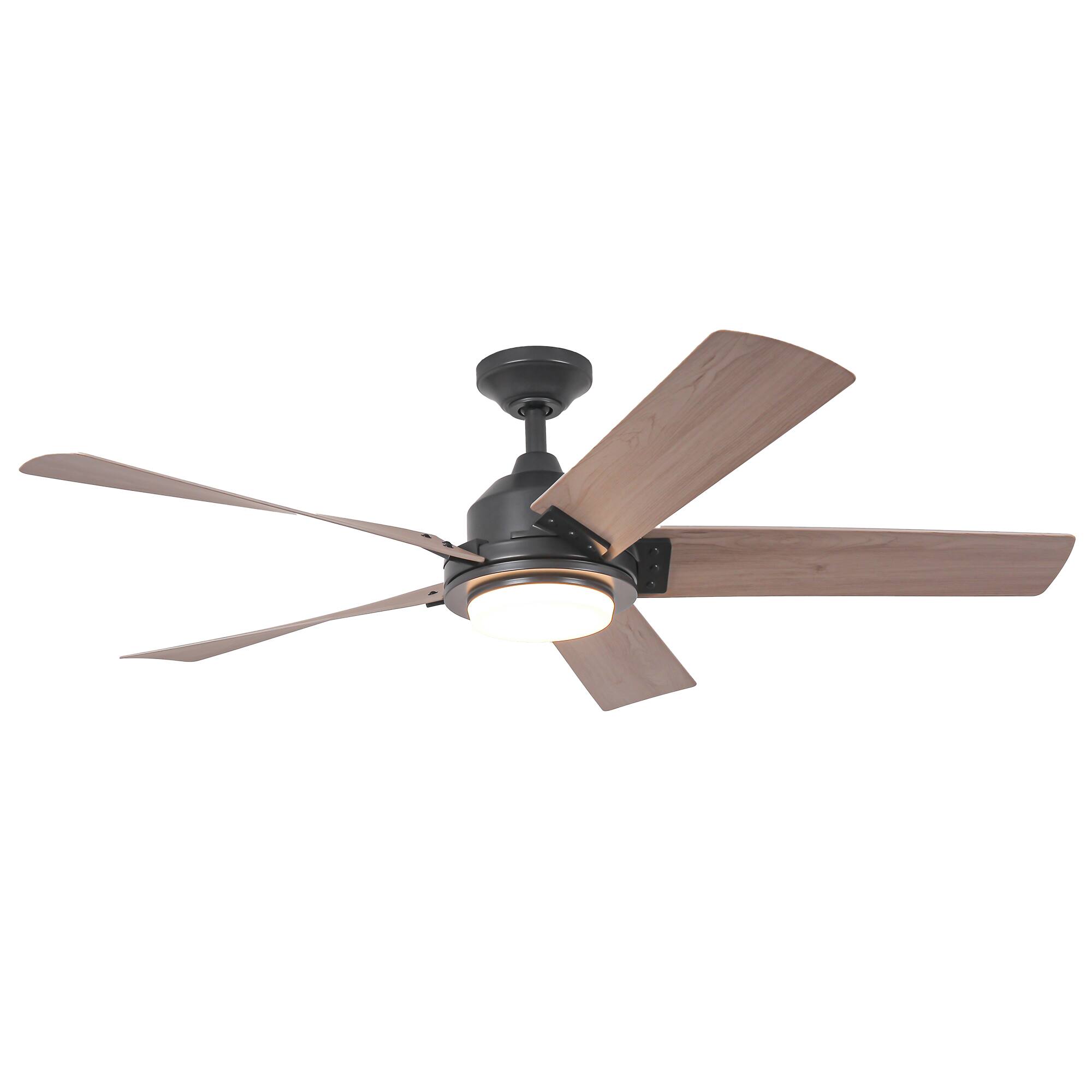 Alt View 2. Parrot Uncle - 52-inch Black LED Ceiling Fan with Remote - Black.