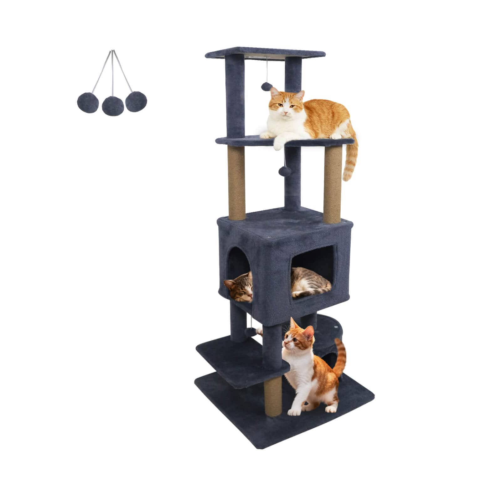 Costway - 64" Tall Cat Tree with 2 Large Condos, Jute Scratching Posts, Plush Top Perch - HCST11122