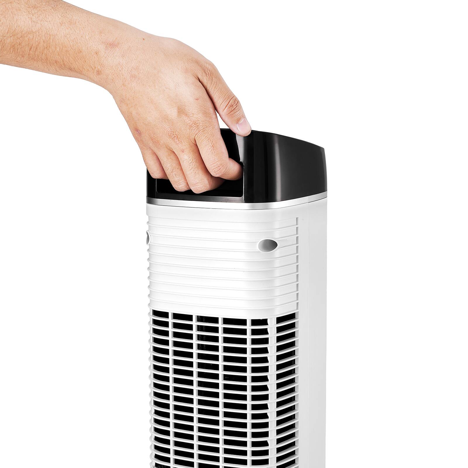 Alt View 1. HOMLUX - 40" Oscillating White Tower Fan 9H Timer 22 ft/s High Velocity with Remote Control, Filter, Thermostat - Black White.