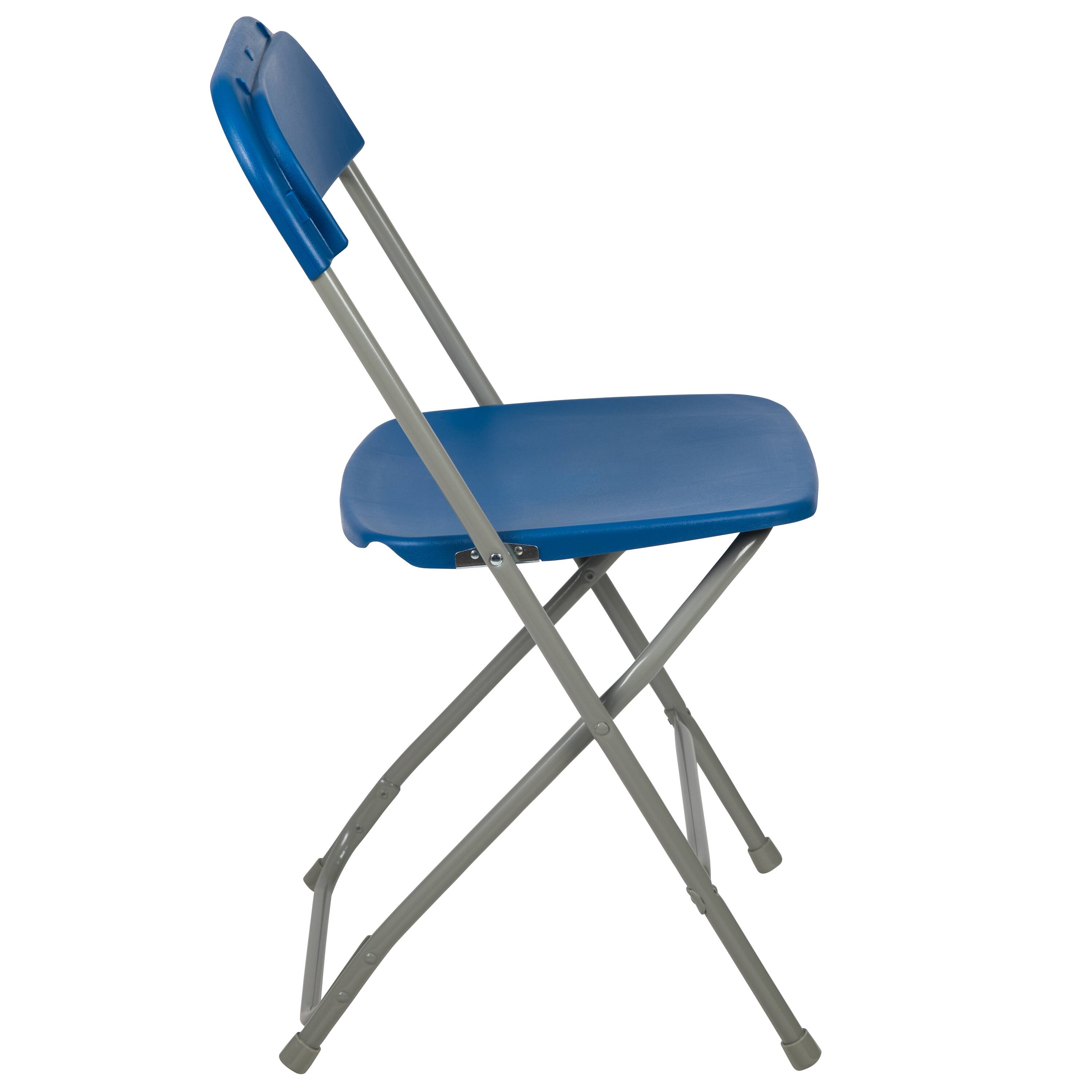 Alt View 9. Emma + Oliver - Plastic Folding Chair - 4 Pack 650LB Weight Capacity - Blue.