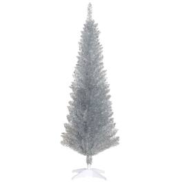 Homcom - Artificial Pencil Christmas Tree, Slim Xmas Tree with 294 Realistic Branch Tips and Plastic Stand - Silver