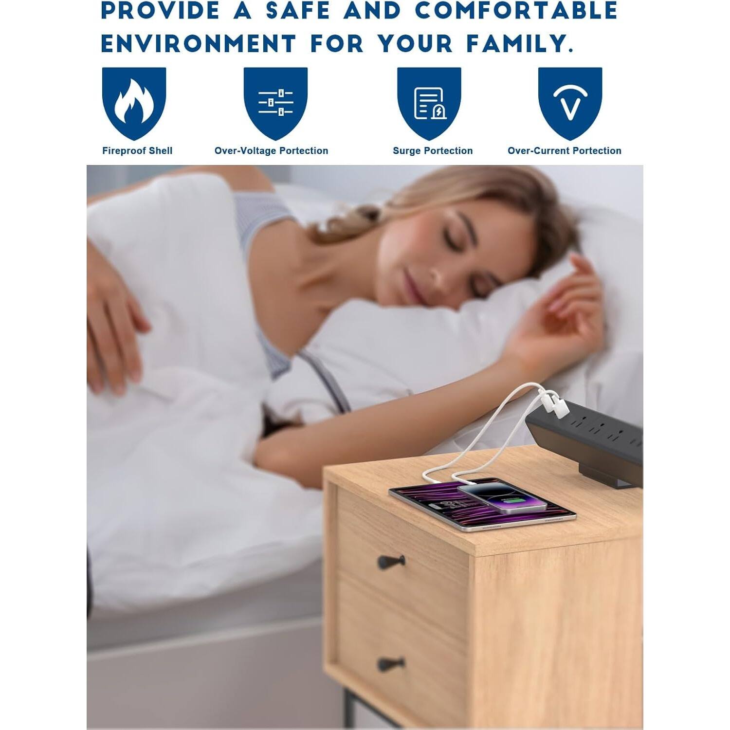 PROVIDE A SAFE AND COMFORTABLE ENVIRONMENT FOR YOUR FAMILY. Fireproof Shell Over-Voltage Protection Surge Protection Over-Current Protection