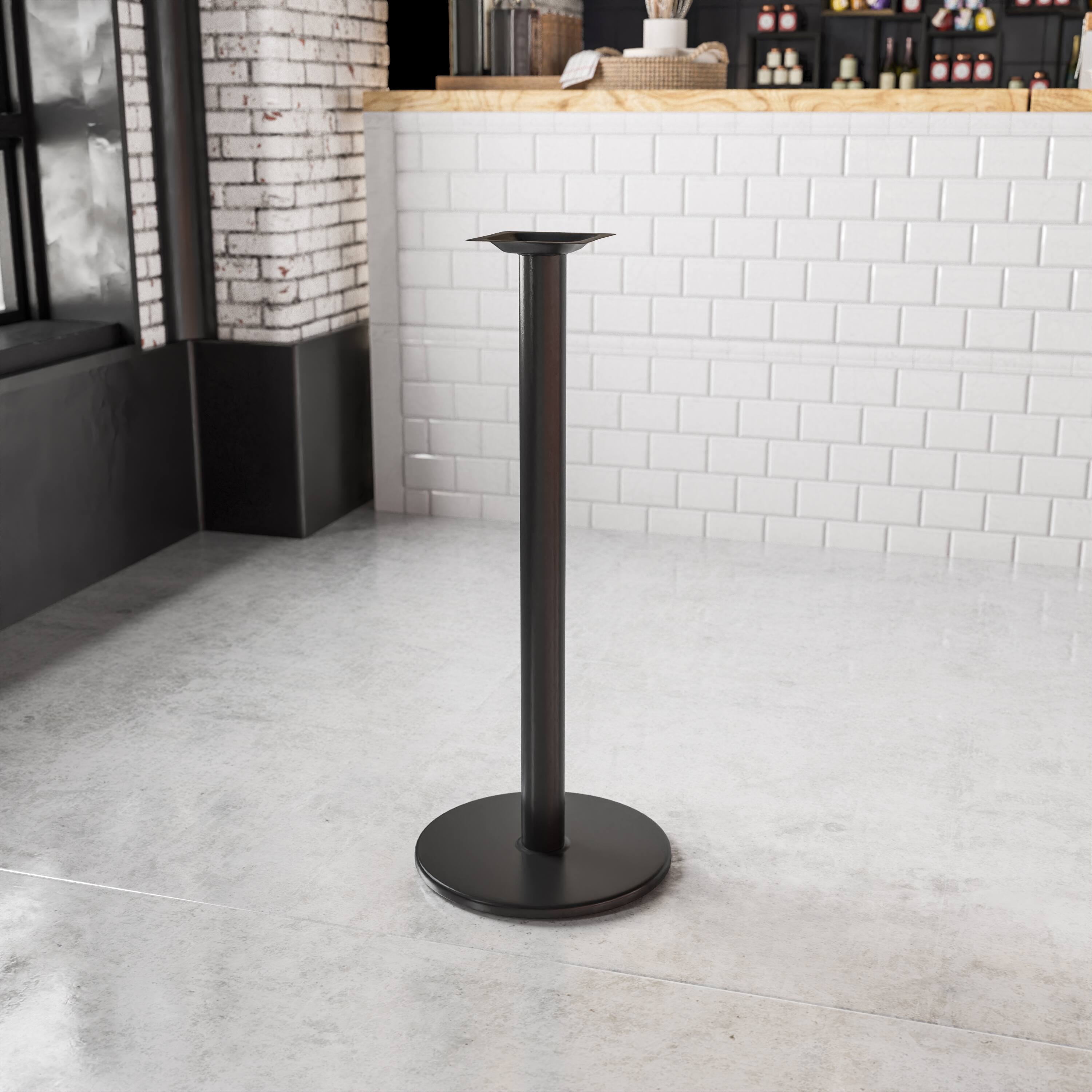 Angle. Flash Furniture - Beverly 18'' Round Restaurant Table Base with 3'' Dia. Bar Height Column - Black.