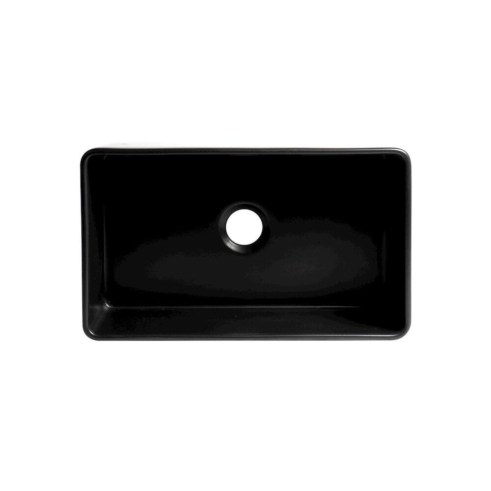 Alt View 4. Alfi - ALFI brand Black Matte Smooth Apron 30 x 18 Single Bowl Fireclay Farm Sink - Black.
