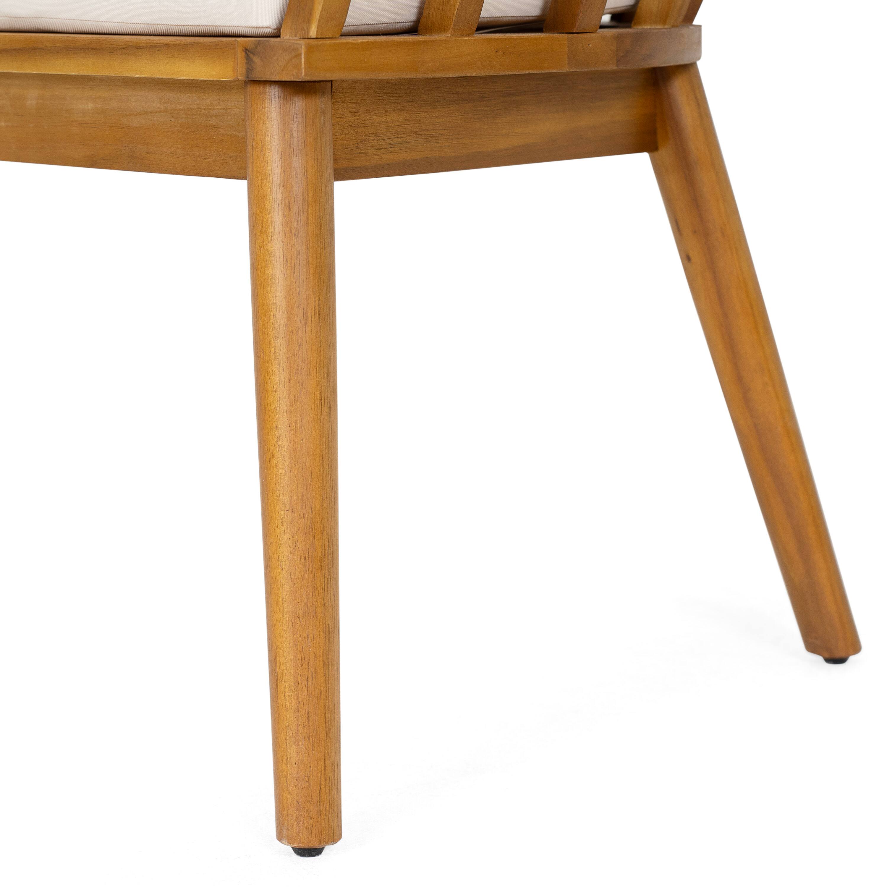 Alt View 7. Mondawe - Set of 2 Dining Armchair with Cushion - Teak+ Beige.