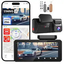 REDTIGER - 4K Dual HDR 4'' Touch Screen Dash Cam, Voice Control, 5G WiFi, 256GB eMMC, 24H Parking Monitoring - Black