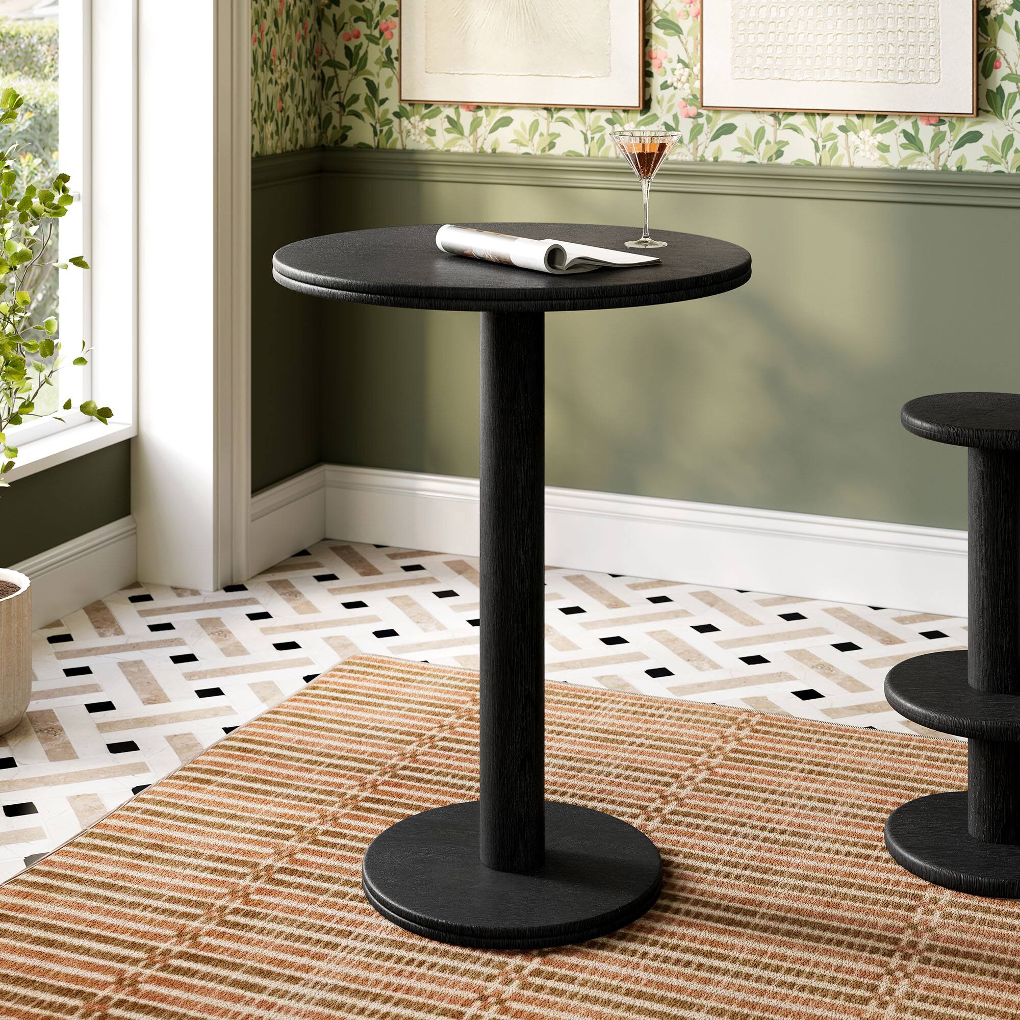 Alt View 1. Modway - Neo 31 Inch Round Indoor - Outdoor Patio Wood Bar Table by Modway - Black.