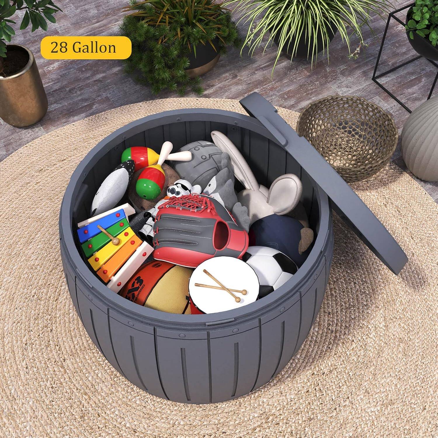 Alt View 9. Mondawe - 48 Gallons Resin Waterproof Easy-Assembly Outdoor Storage Box - Gray.