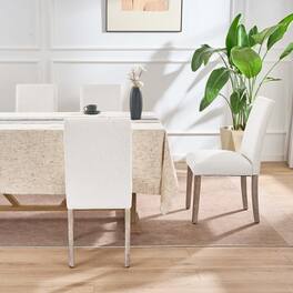 FERPIT - Set of 4 Modern Upholstered Dining Room Chairs with Stylish Design - White