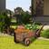 Alt View 4. Costway - Decorative Wagon Cart Plant Flower Pot Stand Wooden Raised Garden Planter Box - Rustic Brown.