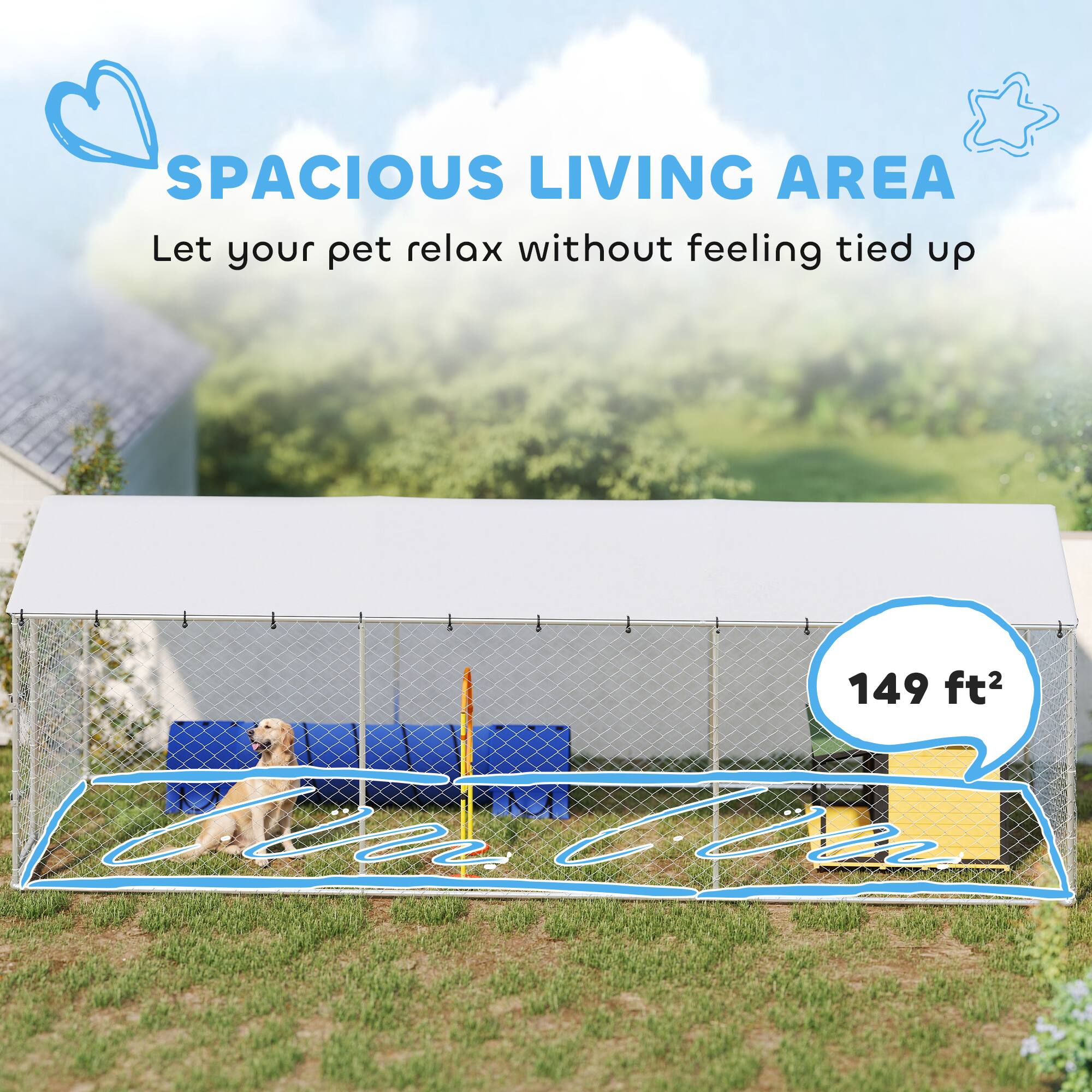 SPACIOUS LIVING AREA  
Let your pet relax without feeling tied up  

149 ft²