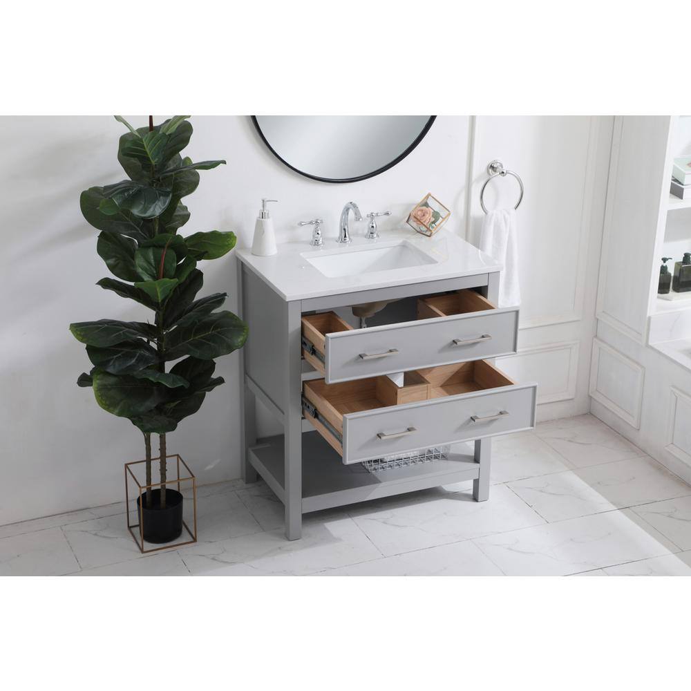 Alt View 8. Elegant Kitchen and Bath - 30 inch Single Bathroom Vanity in Grey - Grey.