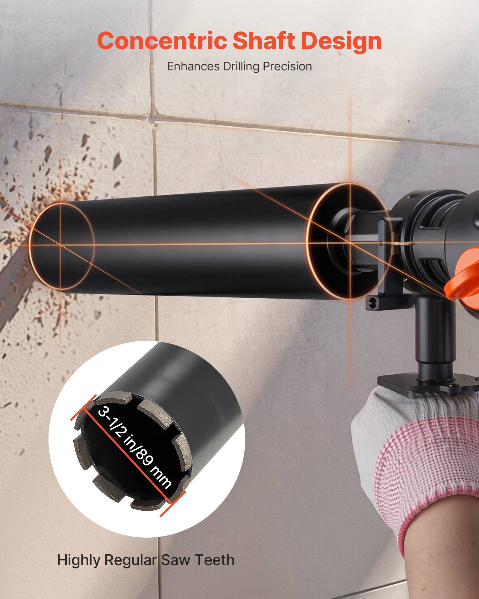 Concentric Shaft Design Enhances Drilling Precision

3-1/2 in/89 mm

Highly Regular Saw Teeth