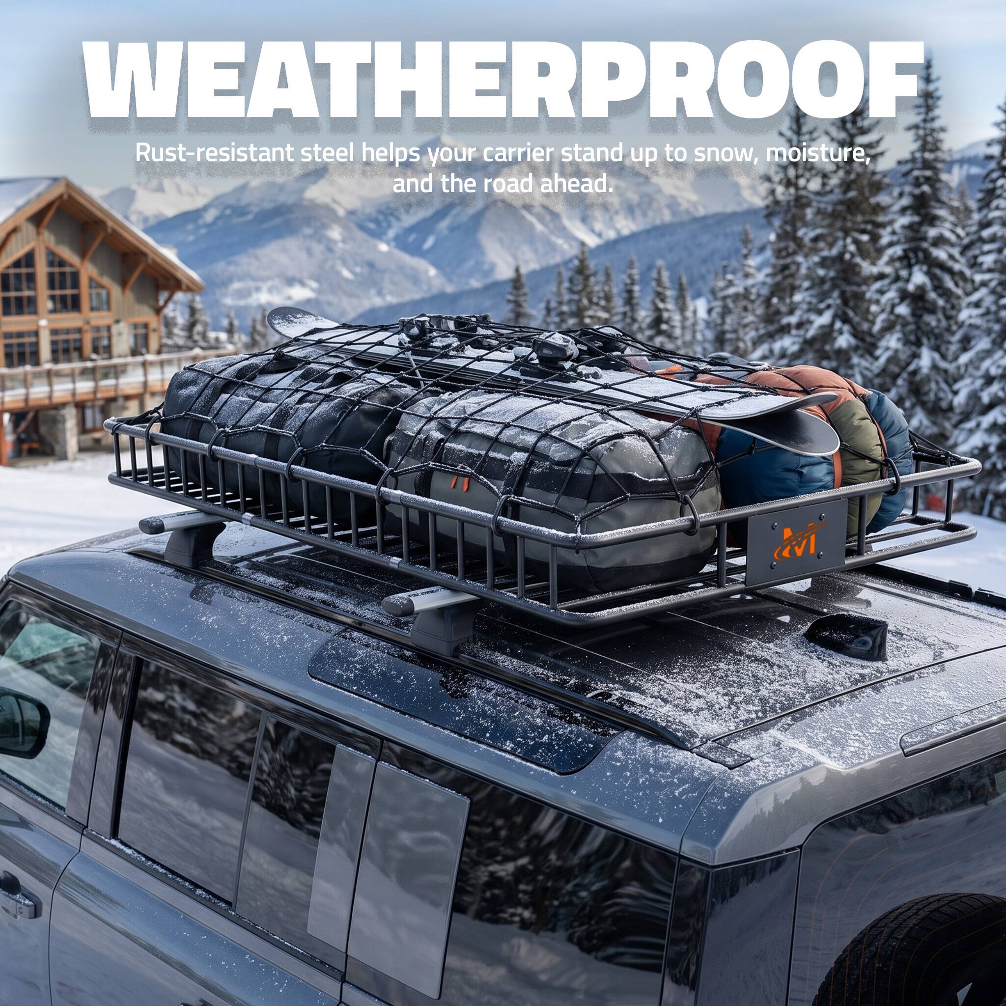 WEATHERPROOF  
Rust-resistant steel helps your carrier stand up to snow, moisture, and the road ahead.
