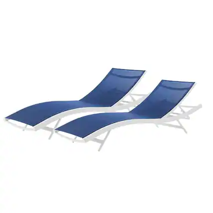 Front. Outdoor Escape - Outdoor Patio Chaise Lounge Set Of 2 With Comfortable Design, Durable Material - White.