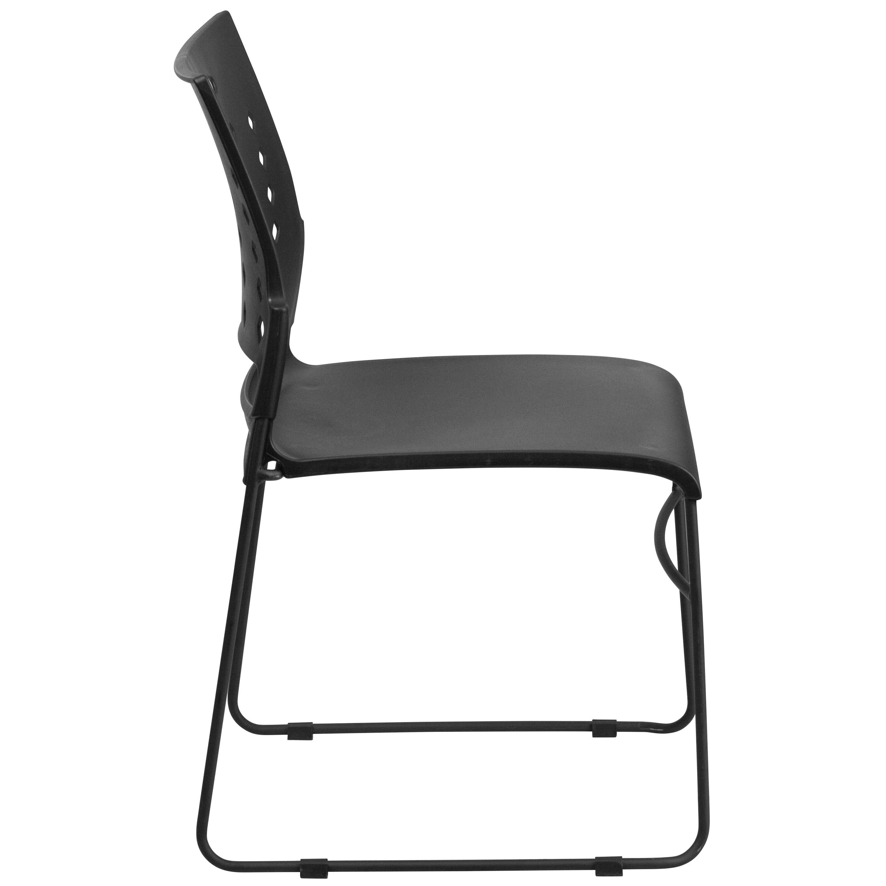 Alt View 5. Emma + Oliver - Home Office Plastic Accent Sled Base Stack Chair - Air-Vent Back - Black.