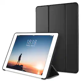 DTTO - case for iPad 6th/5th Gen 9.7 Inch, Smart Slim Lightweight Stand with Soft TPU Back Cover , Auto Sleep/Wake - Black
