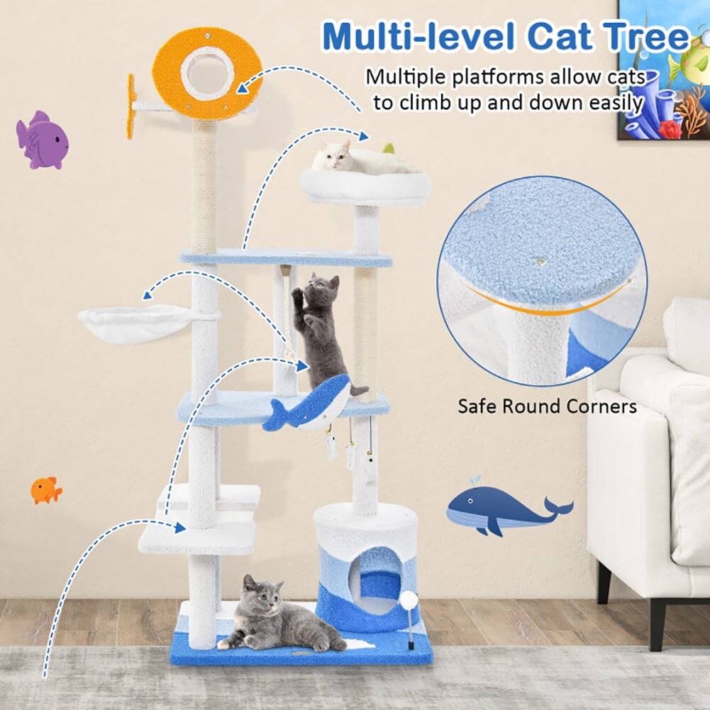 Multi-level Cat Tree

Multiple platforms allow cats to climb up and down easily

Safe Round Corners