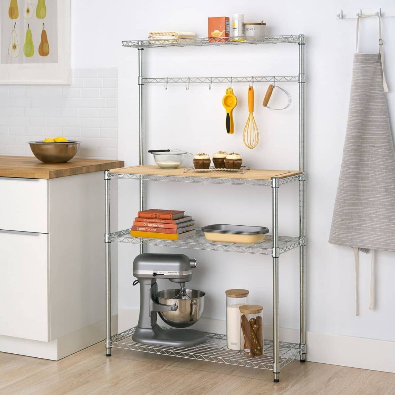 Angle. TRINITY - EcoStorage 4-Tier 36x14x60 Commercial Baker's Rack Chrome - Chrome.