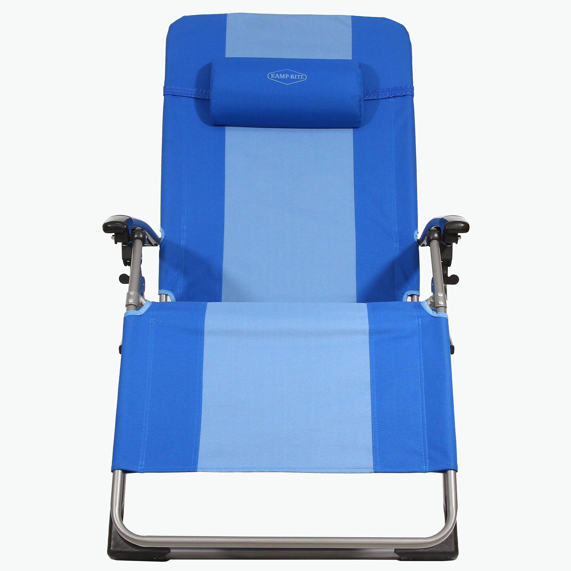 Alt View 5. Kamp-Rite - Kamp-Rite Outdoor Folding Reclining Zero Gravity Chair w/Headrest Pillow, Blue - Blue.