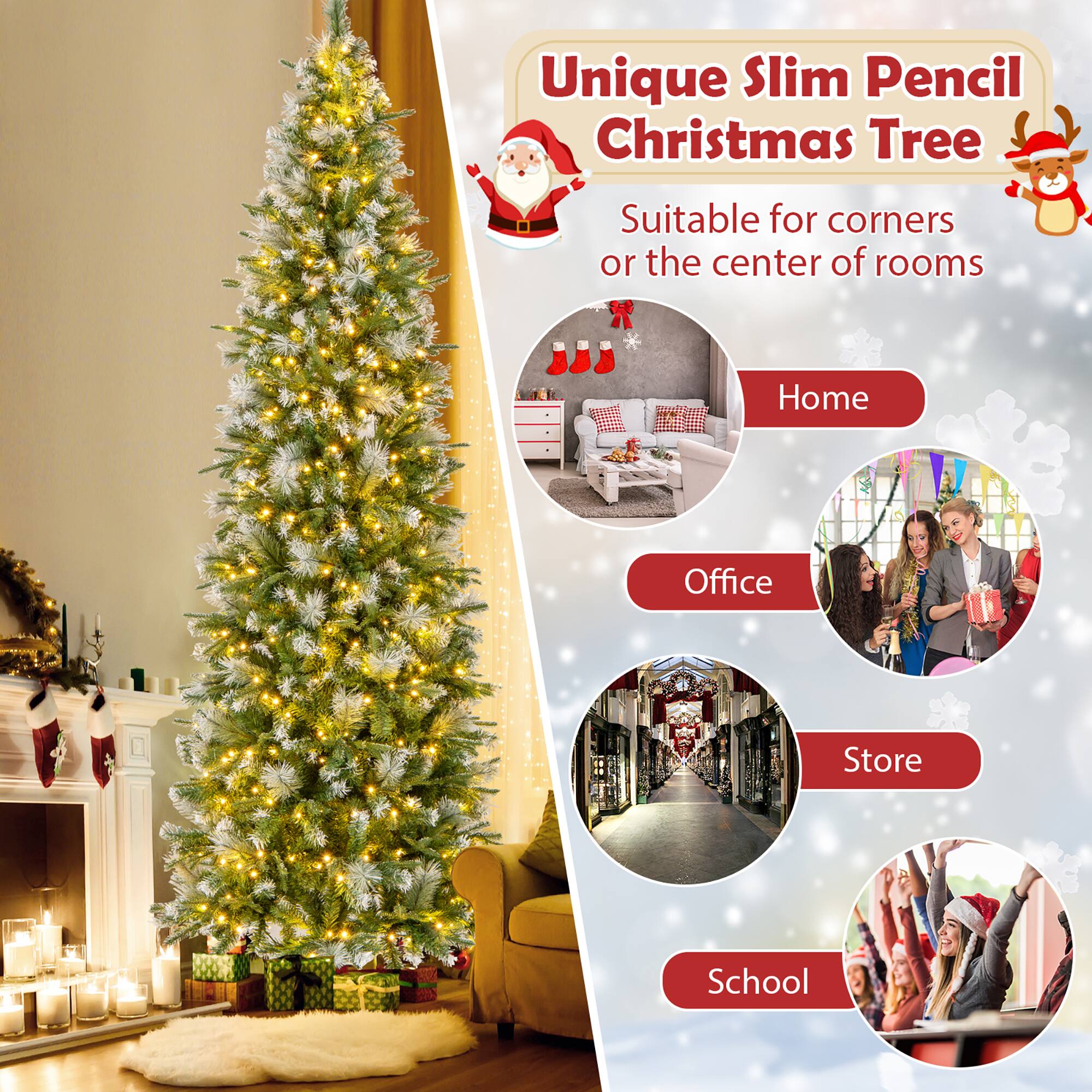 Unique Slim Pencil Christmas Tree  
Suitable for corners or the center of rooms  

Home  
Office  
Store  
School