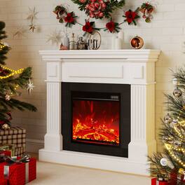 Fehokinch - 40" Electric Fireplace Mantel with Realistic 3D Flames, Remote Control & 1500W Heater - White