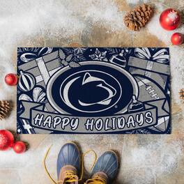 Evergreen Enterprises - Penn State Nittany Lions 28" x 16" Happy Holidays Christmas Turf Door Mat - Multicolor