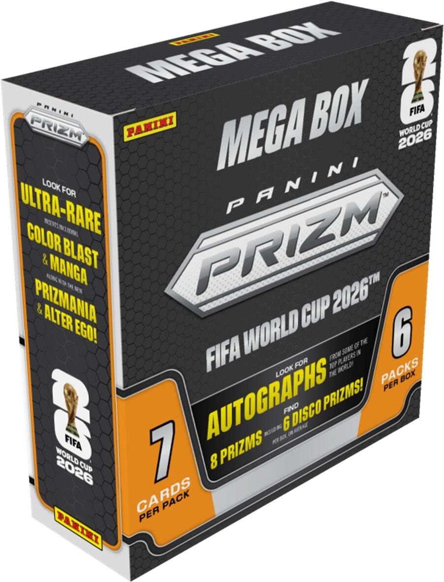 BOX MEGA PANINI BOX B FIFA CUP PRIZM MEGA 2026 WORLD  
LOOK FOR ULTRA-RARE COLOR BLAST & MANGA PRIZMANIA & ALTER EGO!  
WORLD THE 6 OF FIFA SOME IN FROM PLAYERS FOR TOP WORLD!  
CKS LOOK THE PA BOX PER 0 AUTOGRAPHS FIND PRIZMS!  
6 DISCO MILLDNG BDC O FIFA PER WORLD 7 8 PRIZMS 2026 CUP CARDS CA PER PACK PANINI
