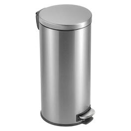 Hivvago - 8-Gallon Round Stainless Steel Step Trash Can Kitchen Bathroom Home Office - Silver