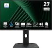 The text on the image reads: "TUVRheinland CERTIFIED 27 FULLHD 1920 X 1080 I P S 178 + 100 Hz IPS Wide View Angle EyesErgo Anti-Flicker Less Blue Light Eye-Q Check High Refresh Rate Adjustable Stand Built-in Speakers Mini-PC Mountable HISI."