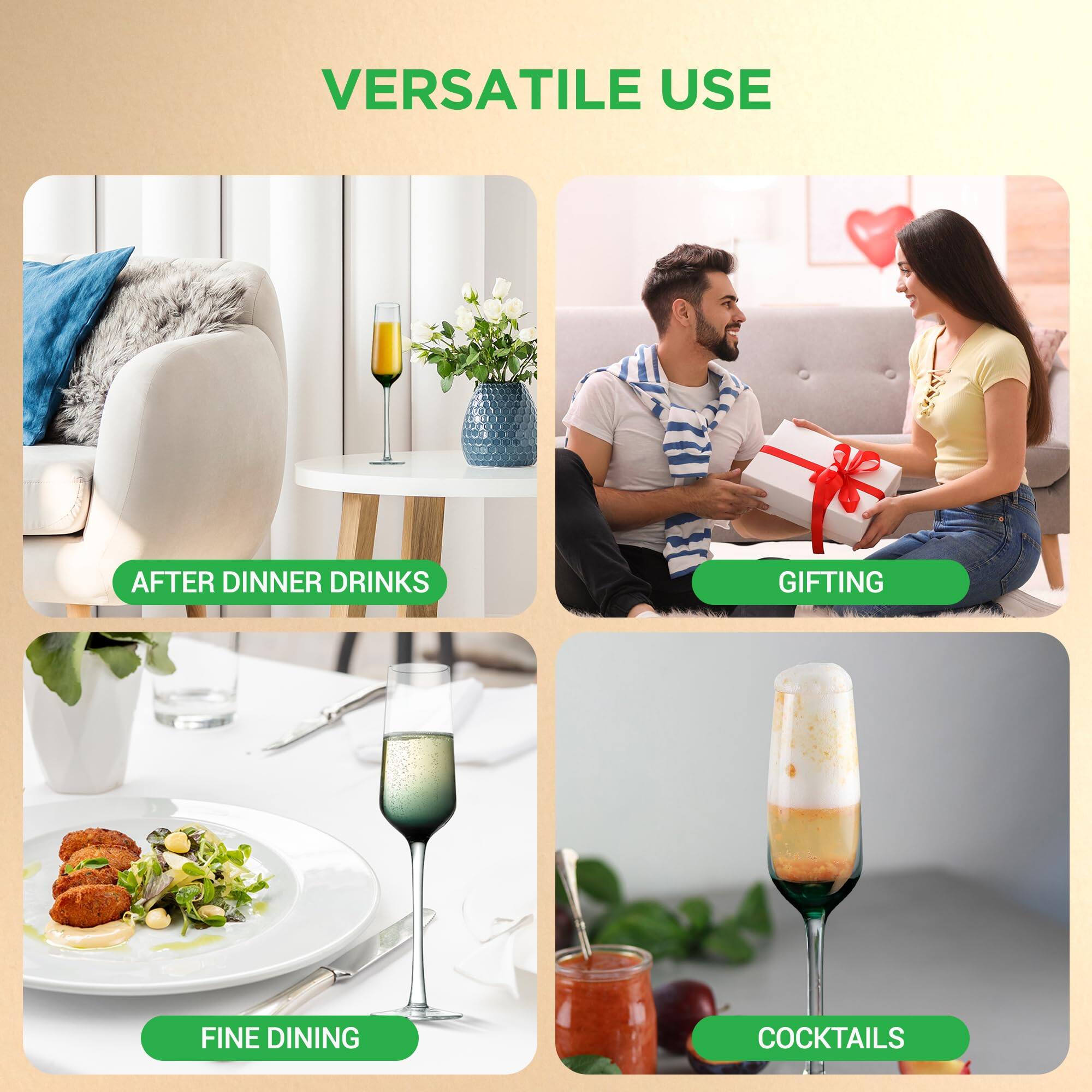 VERSATILE USE

- AFTER DINNER DRINKS
- GIFTING
- FINE DINING
- COCKTAILS